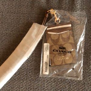 Coach Id Lanyard In Signature Canvas- NWT